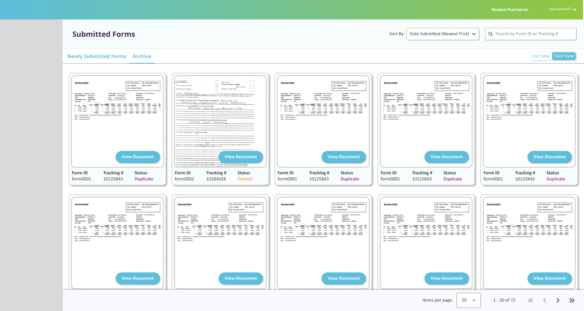 Screenshot of Tiled Document Preview design